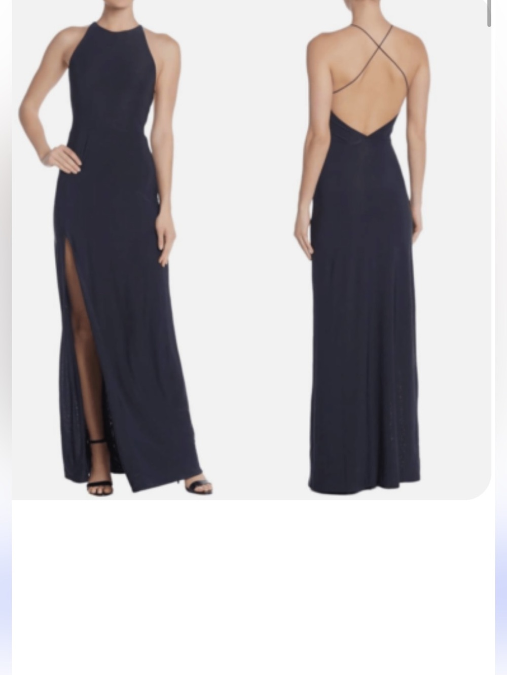 Love x Design Navy Halter Backless Maxi Dress with Side Slit